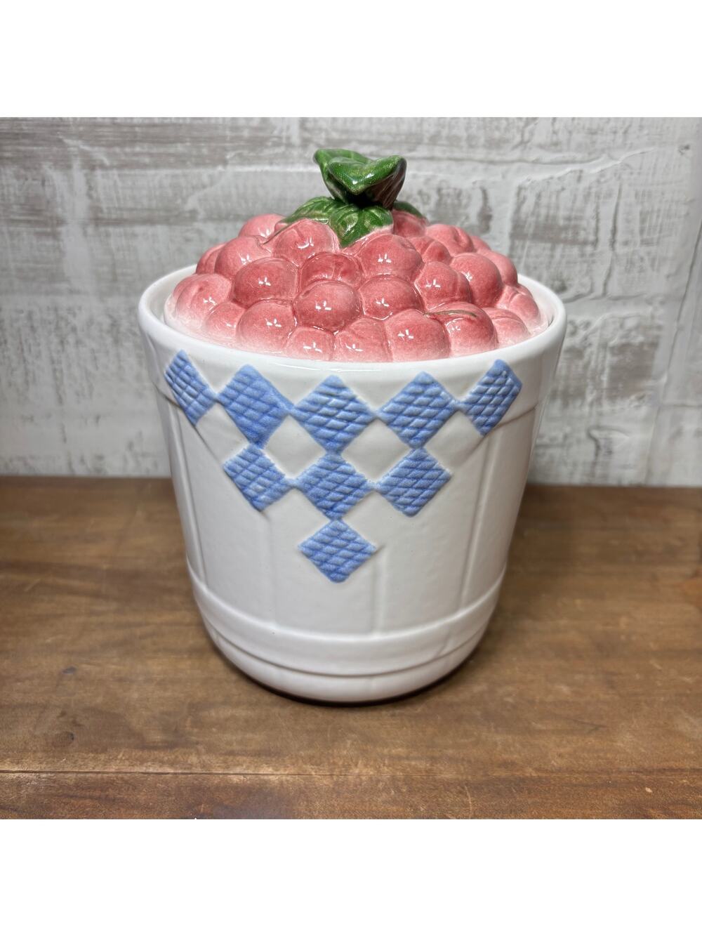 Vintage Treasure Craft Hopscotch Fruit Cherry Ceramic Canister